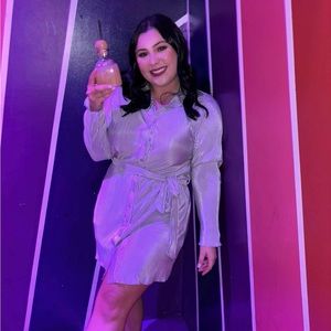 Pleated Silver Dress